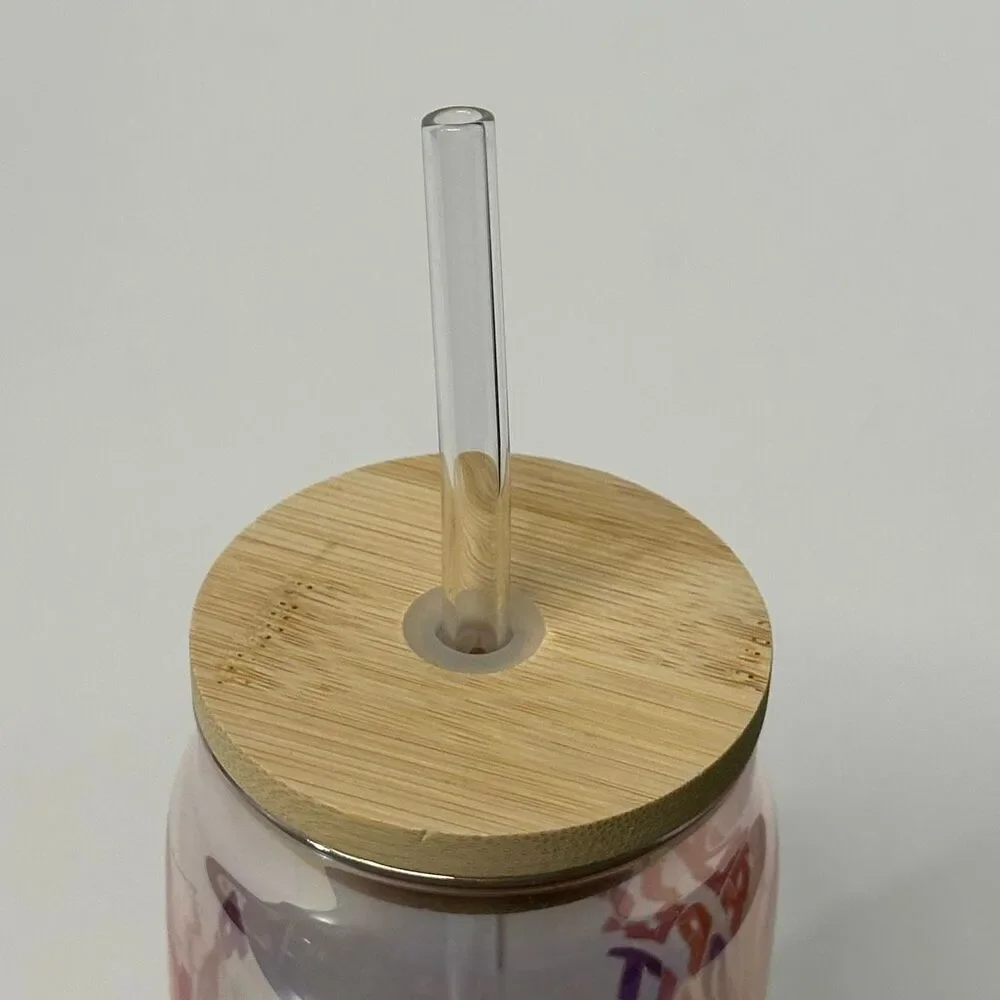 All Peopled Out Glass Tumbler with Bamboo Lid and Straw